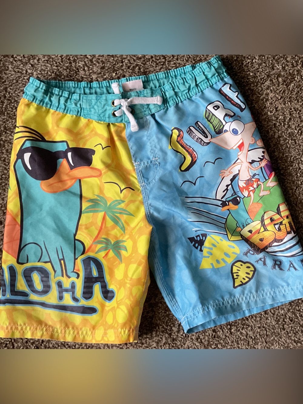 Disney Colorblock Aloha Swim Shorts - Yellow & Aqua